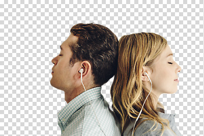외국인 편집 편집이미지 커플 여자 남자 음악 이어폰 사랑 상반신 20대 성인 두명 눈감음 다정 듣기 등맞대기 PNG 성인만 편집소스 감정 음향기기 컨셉 관계 모션 문화예술 사람 인종 청년 파일형식