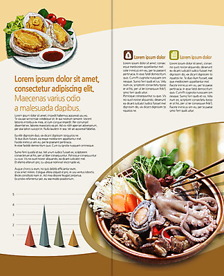 PSD 템플릿 편집 표지디자인 북디자인 출판디자인 내지 한식 음식 리플렛 2단접지 북커버 젓가락 팜플렛 사람없음 해산물 전복 해물탕 이미지템플릿 어패류 수저 파일형식