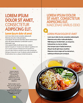 PSD 템플릿 편집 표지디자인 북디자인 출판디자인 내지 한식 음식 리플렛 2단접지 북커버 팜플렛 사람없음 뚝배기 국밥 콩나물국밥 이미지템플릿 파일형식