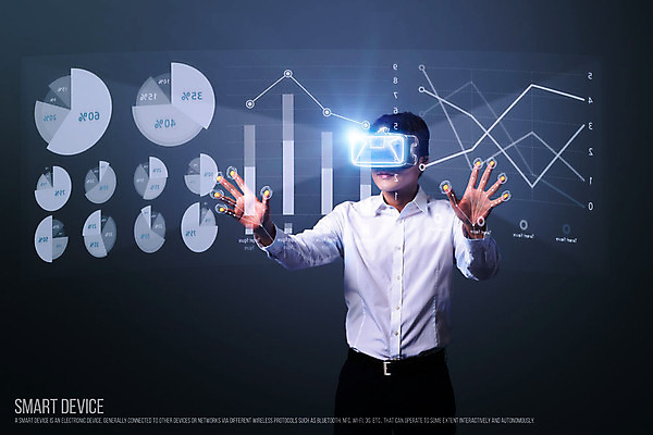 PSD 남자 그래프 한명 성인 한국인 네트워크 디지털합성 합성 홀로그램 디지털아트 가상현실 오큘러스 4차산업 VR기기 1 산업 사람 동양인 기계 파일형식