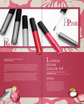 PSD 템플릿 편집 표지디자인 북디자인 영어 출판디자인 꽃 내지 리플렛 분홍색 2단접지 북커버 팜플렛 사람없음 빨간색 뷰티 열대과일 립글로스 용과 리치 이미지템플릿 식물 문자 컬러 과일 화장품 파일형식