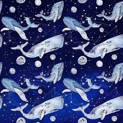 JPG 해외이미지 동물 별 패턴 일러스트 수채화 사람없음 파란색 행성 달 고래 고래자리 해외202004 해외일러스트 자연요소 컬러 무늬 포유류 우주 수중동물 별자리 파일형식 이미지허브