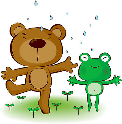 EPS 동물 척추동물 캐릭터 육지동물 계절 동물캐릭터 일러스트 우산 포유류 초원 사람없음 야외 봄 봄비 절기 곰캐릭터 개구리캐릭터 우수 국내일러스트 일러캐릭터 곰 개구리 비_날씨 파일형식 벡터