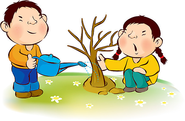 EPS 나무 캐릭터 계절 여자 남자 어린이 일러스트 사람 소녀 소년 초원 야외 두명 봄 물뿌리개 절기 나무심기 청명 어린이만 국내일러스트 일러캐릭터 식물 심기 파일형식 벡터
