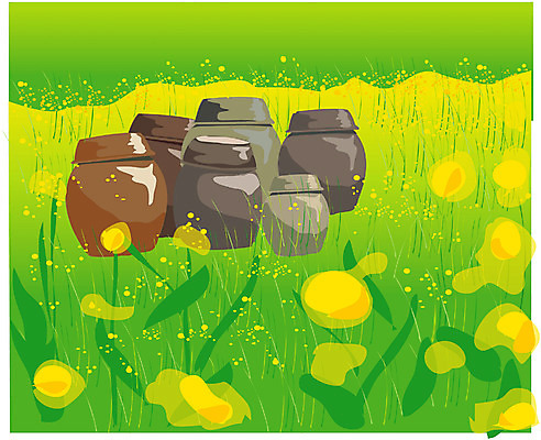 EPS 클립아트 사계절 계절 꽃 일러스트 자연 풍경 초원 사람없음 장미 정원 봄 항아리 뒷마당 국내일러스트 식물 도자기 생태계 파일형식 벡터