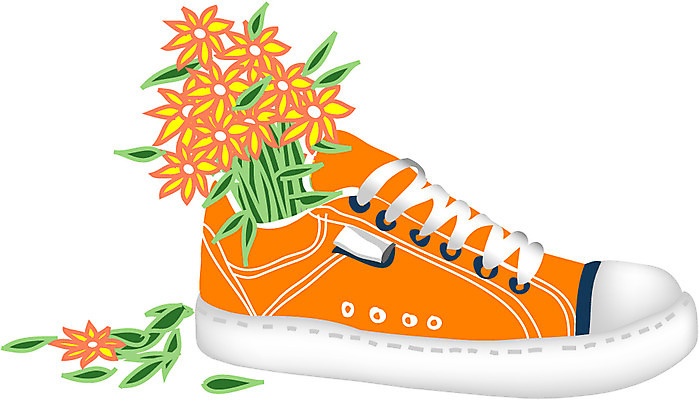 EPS 클립아트 잡화 사계절 계절 꽃 운동화 신발 일러스트 자연 사람없음 장미 봄 스니커즈 켤레 국내일러스트 식물 생태계 파일형식 벡터