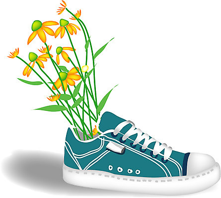 EPS 클립아트 식물 잡화 꽃 운동화 신발 일러스트 사람없음 봄 스니커즈 켤레 국내일러스트 계절 파일형식 벡터