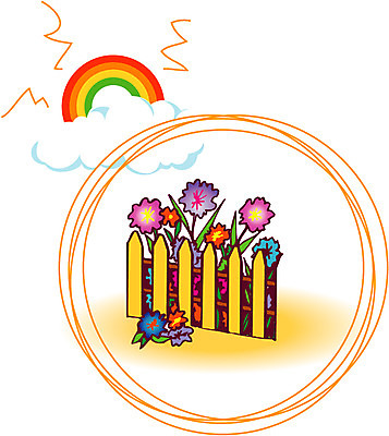 EPS 자연요소 클립아트 식물 구름 사계절 계절 꽃잎 꽃 여러송이 무지개 일러스트 자연 사람없음 울타리 컬러풀 태양 봄 화단 국내일러스트 컬러 다수 담장 생태계 파일형식 벡터