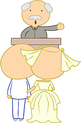 EPS 클립아트 캐릭터 여자 노년 남자 신부 웨딩드레스 신랑 결혼 일러스트 결혼식 사람 정장 턱시도 성인 세명 주례 노인만 성인만 일러캐릭터 드레스 옷 이벤트 파일형식 벡터