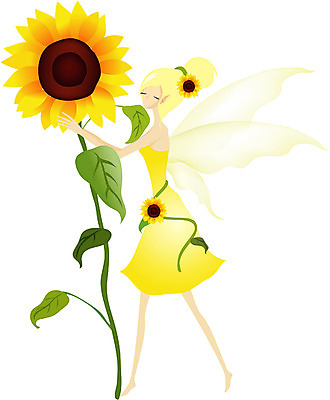 EPS 식물 캐릭터 여자 꽃 컬러 일러스트 여름꽃 상상 자연 해바라기 요정 사람 노란색 상상캐릭터 꽃의요정 여자만 국내일러스트 일러캐릭터 생태계 파일형식 벡터 여름_계절