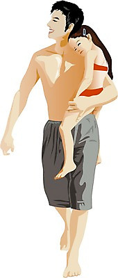 EPS 웰빙 계절 여자 남자 수영복 딸 어린이 여행 일러스트 가족 휴가 사람 소녀 두명 여름 어린이만 국내일러스트 옷 관계 파일형식 벡터