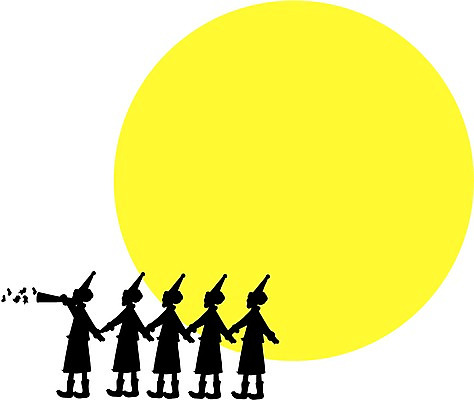 EPS 클립아트 일러스트 상상 요정 사람 여러명 보름달 달 광대 피에로 달빛 마법 퍼레이드 가상인물 국내일러스트 자연요소 다수 이벤트 파일형식 벡터