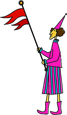 EPS 클립아트 일러스트 상상 요정 한명 사람 고깔모자 깃발 마법 퍼레이드 가상인물 국내일러스트 모자_잡화 1 이벤트 파일형식 벡터