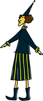 EPS 클립아트 일러스트 상상 요정 한명 사람 고깔모자 마법 퍼레이드 행진 가상인물 국내일러스트 모자_잡화 1 모션 이벤트 파일형식 벡터