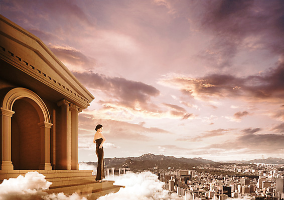 전신 PSD 구름 편집이미지 드레스 여자 하늘 신전 한명 서기 20대 성인 건물 한국인 도시 성인여자한명만 이미지편집 자연요소 1 건축물 옷 고건축 모션 사람 동양인 청년 여자한명만 성인여자만 파일형식