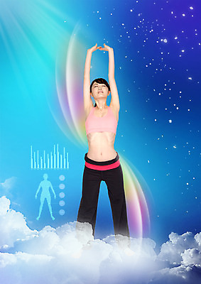 PSD 구름 편집이미지 여자 한명 성인 앞모습 빛 운동복 운동 눈감음 스트레칭 일본인 성인여자한명만 이미지편집 자연요소 외국인 1 옷 뷰포인트 모션 건강 사람 동양인 여자한명만 성인여자만 파일형식