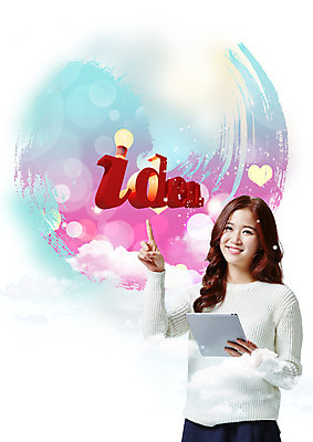 PSD 구름 편집이미지 영어 여자 교육 대학생 아이디어 한명 미소 들기 상반신 20대 성인 앞모습 태블릿 한국인 가리킴 보케 대학교육 성인여자한명만 이미지편집 자연요소 문자 1 학생 뷰포인트 컨셉 모션 표정 사람 동양인 손짓 청년 전자제품 스마트기기 여자한명만 성인여자만 파일형식