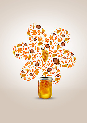 PSD 편집이미지 꽃 사람없음 꿀벌 꿀 벌집 꿀단지 이미지편집 식물 벌_곤충 파일형식