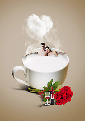 PSD 백인 편집이미지 커플 여자 남자 꽃다발 와인잔 상반신 성인 두명 앞모습 장미 와인 스파 거품 하트 연기 찻잔 와인병 이미지편집 모양 서양인 꽃 뷰포인트 술잔 관계 병_용기 잔 주류 사람 파일형식