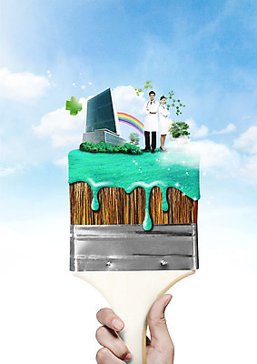 전신 PSD 서양인 편집이미지 손 여자 남자 무지개 의학 병원 서기 빌딩 20대 성인 신체부위 세명 팔짱 물감 의사 페인트붓 녹십자 이미지편집 자연요소 외국인 모션 사람 청년 건물 미술도구 의료진 붓 십자 파일형식