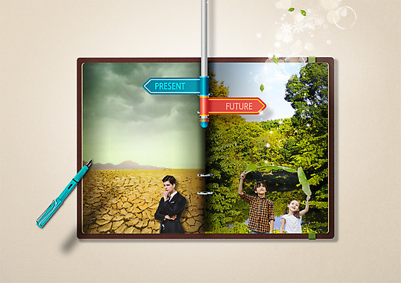 PSD 백인 편집이미지 여자 남자 어린이 자연 20대 성인 세명 만년필 다이어리 비즈니스맨 비교 자연재해 가뭄 나뭇잎우산 이미지편집 서양인 컨셉 우산 비즈니스 날씨 사람 청년 펜 사무용품 직장인 생태계 재해 파일형식