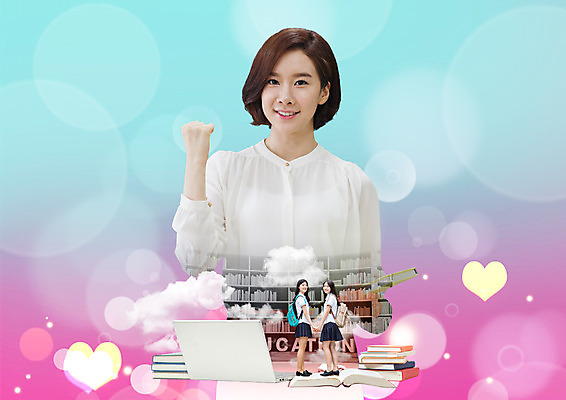 전신 PSD 편집이미지 여자 교육 교복 고등학생 책장 책가방 서기 상반신 성인 앞모습 옆모습 책 세명 30대 친구 노트북 손잡기 파이팅 교사 한국인 하트 이미지편집 모양 직업 학생 옷 뷰포인트 가구 가방 관계 모션 청소년 사람 동양인 장년 전자제품 파일형식