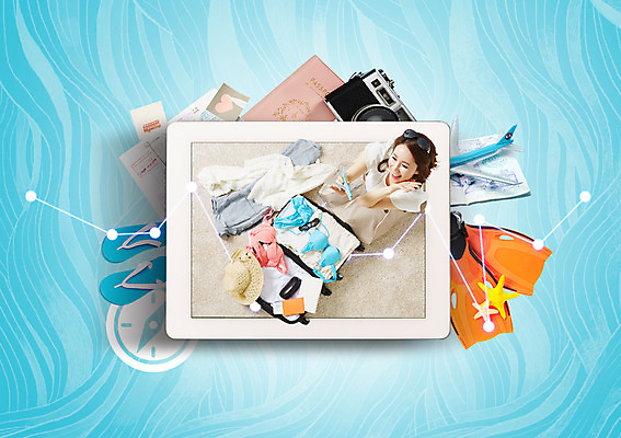 PSD 편집이미지 옷 여자 물결 휴가 비행기 한명 앉기 상반신 성인 30대 여름휴가 바캉스 비키니 태블릿 카메라 한국인 쪼리 나침반 오리발 준비 여권 꺾은선그래프 챙모자 이미지편집 모자_잡화 1 수영복 항공교통 모션 그래프 대중교통 사람 동양인 장년 전자제품 스마트기기 샌들 파일형식 여름_계절