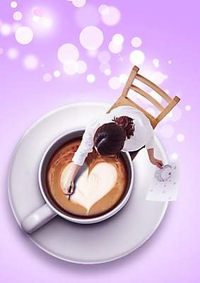 PSD 편집이미지 여자 커피 한명 앉기 상반신 성인 30대 한국인 하트 커피잔 찻잔 그림 성인여자한명만 이미지편집 모양 1 음료 모션 잔 사람 동양인 장년 여자한명만 성인여자만 파일형식