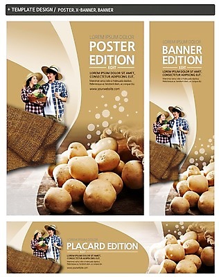 PSD 템플릿 배너 커플 배너템플릿 여자 남자 가로배너 ZIP 포스터 세로배너 감자 상반신 20대 성인 두명 세트 마주보기 한국인 현수막 농부 포대자루 직업 채소 관계 모션 사람 동양인 청년 가로 세로 자루 파일형식