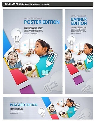 PSD 템플릿 배너 배너템플릿 여자 어린이교육 가로배너 ZIP 포스터 세로배너 어린이 전구 여러명 상반신 책 세트 연필 한국인 현수막 트라이앵글 교육 다수 학용품 타악기 사람 동양인 가로 세로 필기구 파일형식