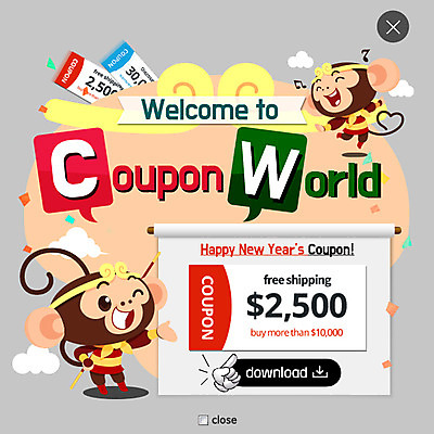 PSD 구름 템플릿 웹템플릿 새해 팝업 이벤트팝업 웹팝업 이벤트 사람없음 원숭이 쿠폰 레이어팝업 이미지템플릿 자연요소 포유류 파일형식