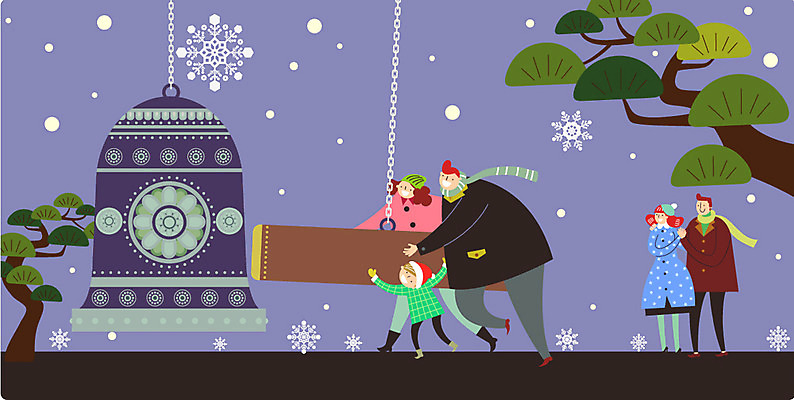 나무 여자 기념일 남자 행복 어린이 겨울 일러스트 여러명 성인 기쁨 종 눈송이 설레임 국내일러스트 AI파일 식물 계절 감정 다수 눈_날씨 사람 이벤트 파일형식 벡터