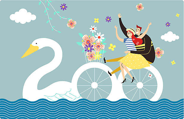 구름 커플 여자 기념일 남자 행복 바다 일러스트 성인 두명 기쁨 설레임 불꽃모양 오리배 200일 국내일러스트 AI파일 자연요소 모양 감정 관계 사람 이벤트 파일형식 벡터