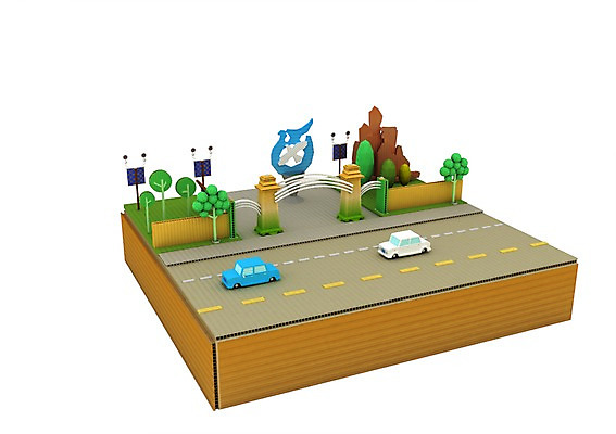 PSD 나무 편집이미지 공원 도로 승용차 사람없음 컴퓨터그래픽 상자 3D소스 3D 사각형 디지털합성 두대 편집3D 도형 식물 공공시설 길 2 교통시설 자동차 그래픽 파일형식
