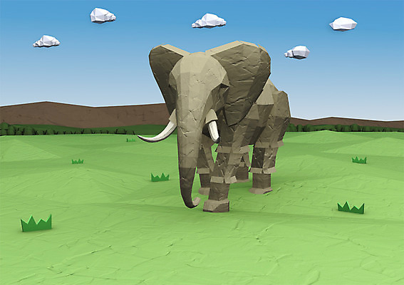 PSD 동물 구름 편집이미지 한마리 코끼리 잔디 사람없음 컴퓨터그래픽 3D소스 3D 풀 디지털합성 편집3D 자연요소 식물 1 포유류 그래픽 파일형식