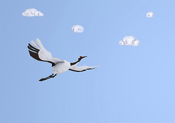 PSD 동물 구름 편집이미지 한마리 하늘 사람없음 컴퓨터그래픽 3D소스 3D 학 비행 디지털합성 편집3D 자연요소 1 조류 그래픽 파일형식