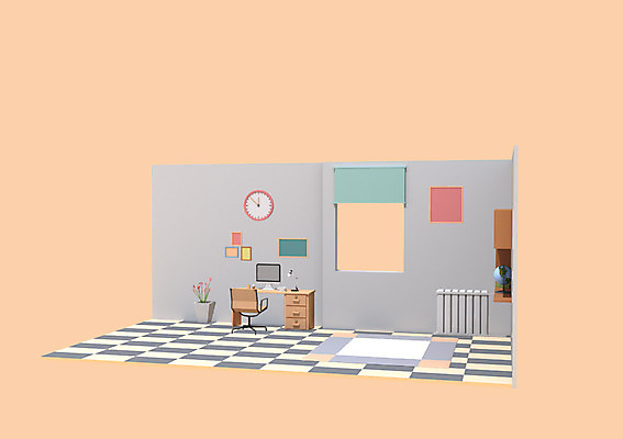 PSD 편집이미지 시계 액자 의자 창문 바닥 실내 사람없음 컴퓨터그래픽 컴퓨터 3D소스 3D 블라인드 타일 책상 디지털합성 공부방 편집3D 가구 내부 그래픽 전자제품 커튼 파일형식