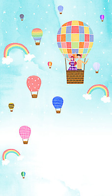 PSD 구름 커플 여자 남자 무지개 일러스트 상상 하늘 함께함 사랑 성인 두명 판타지 열기구 비행 국내일러스트 자연요소 감정 컨셉 관계 항공교통 사람 파일형식