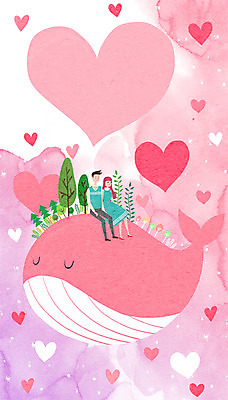 PSD 나무 커플 여자 남자 일러스트 상상 함께함 사랑 성인 두명 판타지 하트 고래 국내일러스트 모양 식물 감정 컨셉 포유류 관계 사람 수중동물 파일형식