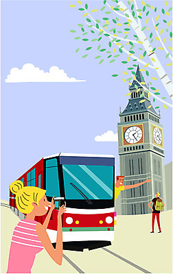 나무 구름 여자 남자 해외여행 여행 일러스트 영국 성인 세명 카메라 사진촬영 전차 유럽여행 빅벤 국내일러스트 AI파일 자연요소 식물 해외 유럽 육상교통 대중교통 사람 전자제품 촬영 시계탑 런던 파일형식 벡터