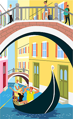 여자 남자 해외여행 여행 일러스트 주택 여러명 성인 강 이탈리아 다리 곤돌라 노 베네치아 유럽여행 국내일러스트 AI파일 해외 유럽 다수 사람 건물 신체부위 선박 파일형식 벡터