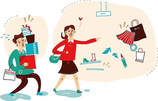 커플 여자 남자 행복 구두 가방 일러스트 함께함 사랑 성인 두명 선물상자 쇼핑 치마 쇼핑백 상점 쇼핑몰 국내일러스트 AI파일 잡화 감정 신발 컨셉 관계 하의 선물 사람 상자 파일형식 벡터