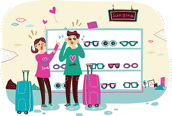 커플 여자 남자 행복 일러스트 함께함 사랑 성인 두명 쇼핑 선글라스 쇼핑백 세일 상점 캐리어 쇼핑몰 커플티 스토어 국내일러스트 AI파일 감정 안경 컨셉 가방 관계 사람 여행가방 커플룩 파일형식 벡터
