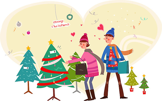 커플 여자 남자 행복 크리스마스 겨울 일러스트 함께함 사랑 성인 두명 쇼핑 쇼핑백 크리스마스트리 국내일러스트 AI파일 계절 기념일 감정 컨셉 가방 관계 사람 파일형식 벡터