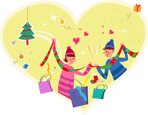 커플 여자 남자 행복 크리스마스장식 크리스마스 겨울 일러스트 함께함 사랑 성인 두명 선물상자 쇼핑 쇼핑백 크리스마스트리 크리스마스양말 국내일러스트 AI파일 계절 기념일 감정 컨셉 가방 관계 양말 선물 사람 상자 파일형식 벡터