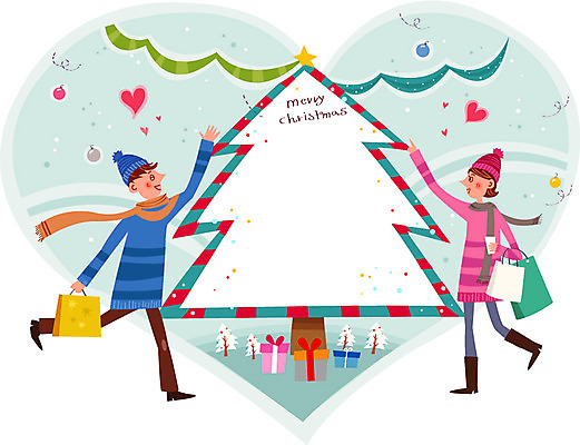 커플 여자 남자 행복 크리스마스 겨울 일러스트 함께함 사랑 성인 두명 선물상자 쇼핑 쇼핑백 크리스마스트리 국내일러스트 AI파일 계절 기념일 감정 컨셉 가방 관계 선물 사람 상자 파일형식 벡터