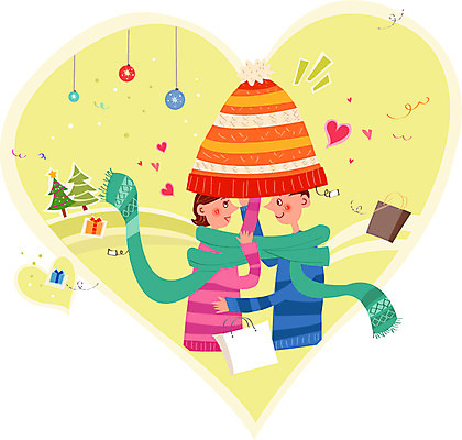 커플 여자 남자 행복 크리스마스 겨울 일러스트 함께함 털모자 사랑 성인 두명 선물상자 쇼핑 쇼핑백 크리스마스트리 목도리 오너먼트 국내일러스트 AI파일 모자_잡화 잡화 계절 기념일 감정 컨셉 크리스마스장식 가방 관계 선물 사람 상자 파일형식 벡터