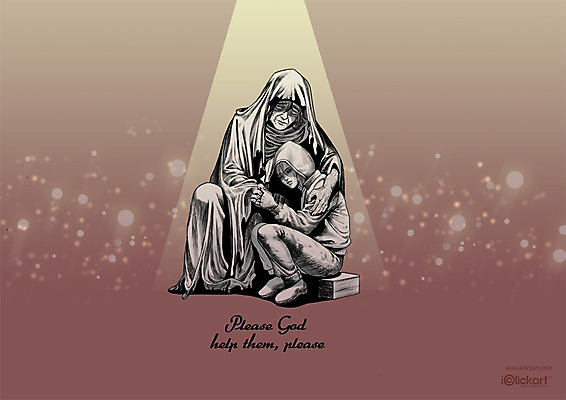 PSD 여자 어린이 일러스트 가족 조명 앉기 성인 두명 슬픔 가난 배고픔 난민 국내일러스트 감정 컨셉 관계 모션 사람 파일형식