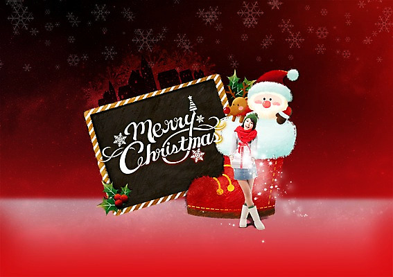 전신 PSD 편집이미지 영어 여자 남자 크리스마스 장화 서기 들기 20대 성인 두명 앞모습 선물상자 산타클로스 칠판 한국인 루돌프 이미지편집 문자 기념일 뷰포인트 신발 모션 사슴 선물 사람 동양인 청년 상자 파일형식