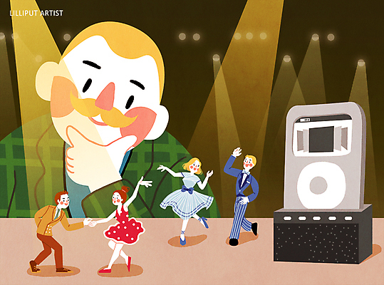 PSD 여자 남자 일러스트 조명 여러명 성인 공연 춤 MP3 소인국 아티스트 국내일러스트 직업 다수 문화예술 사람 이벤트 전자제품 파일형식